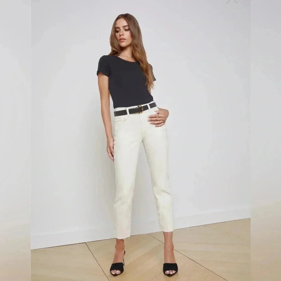 L'AGENCE Sada Slim-Leg Cropped Jean in Vintage White Sz 24 - Picture 11 of 11